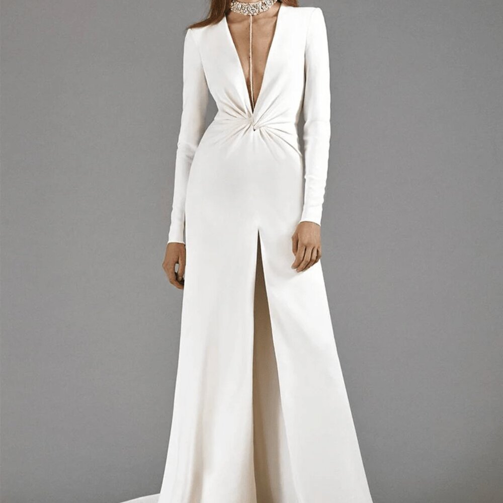 Galia Lahav, Haute Couture V-Neck Maxi Dress